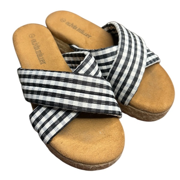 Olivia Miller Women's Cross Strap Espadrille Flatform Slide On 2 Inch Sandals 7 - Picture 4 of 7